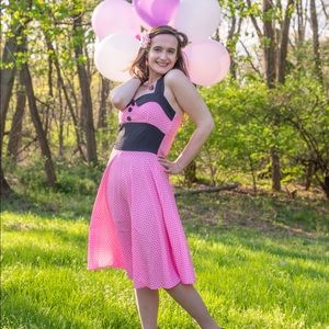 💕Pin-Up Style Pink Polka Dot Dress💕